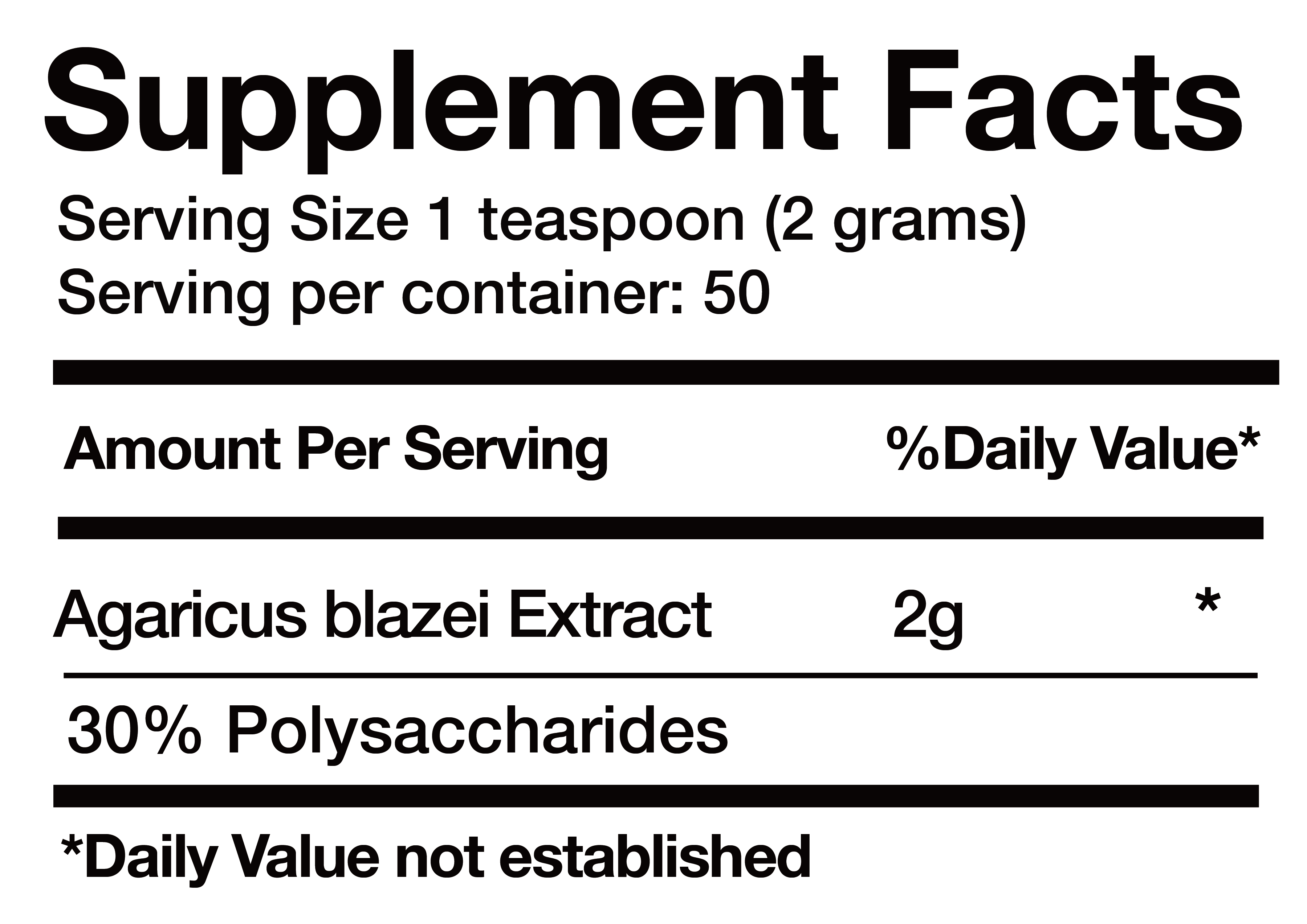 Agaricus Blazei Extract nutrition facts